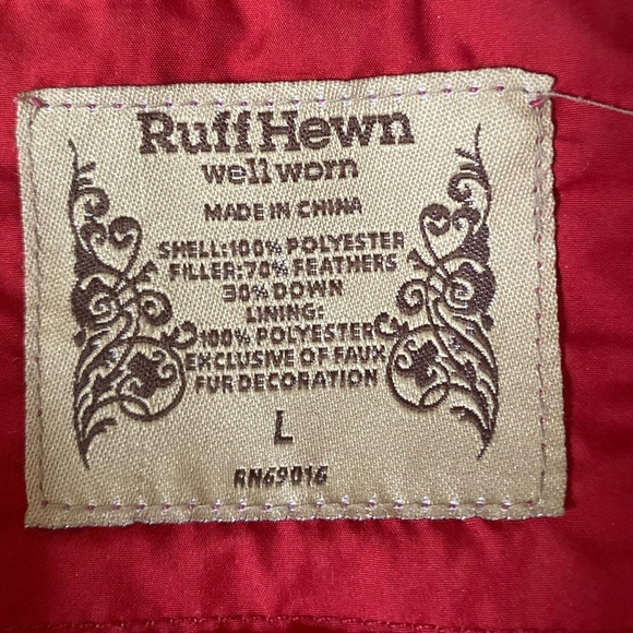 Ruff Hewn puffer feather/down filled coat with hood. Size large. - Picture 8 of 15